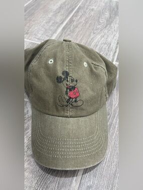 Disney World Hat -  Olive Green Baseball Cap with Mouse Character Print